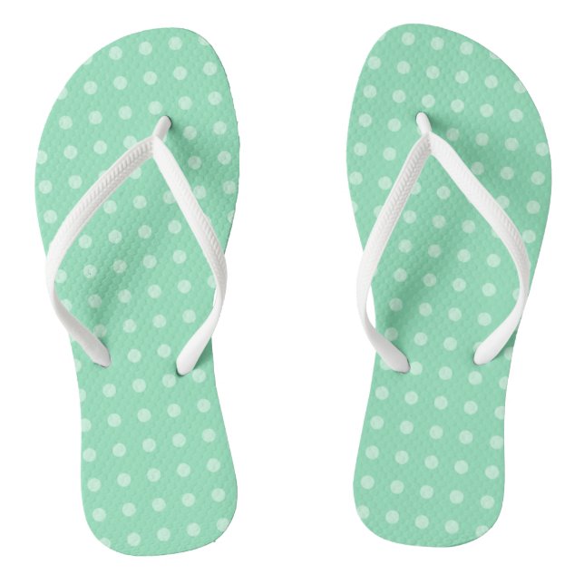Rustic Design Elegant Mint Green Dots Template Flip Flops (Footbed)