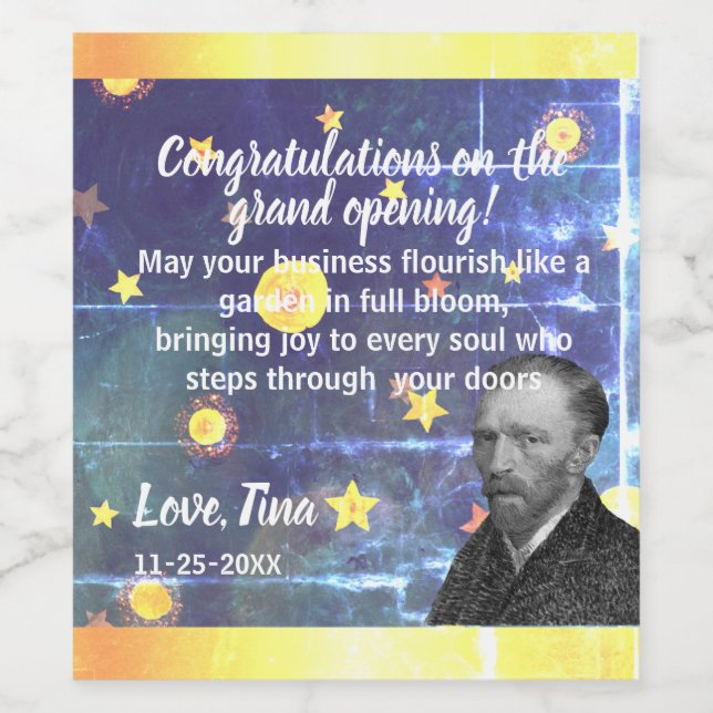 Rustic Design VAN GOCH Worn Gray and Blue Shades f Wine Label (Single Label)