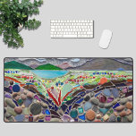 Rustic desk mat<br><div class="desc">This unique desk mat is decorated with a rustic mosaic in rich colours.
The abstract landscape features sky, hills, lake, and foreground.
Original Mosaic © Michele Davies.</div>