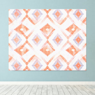 Rustic Diamond Geometric in Terracotta and Blue Canvas Print