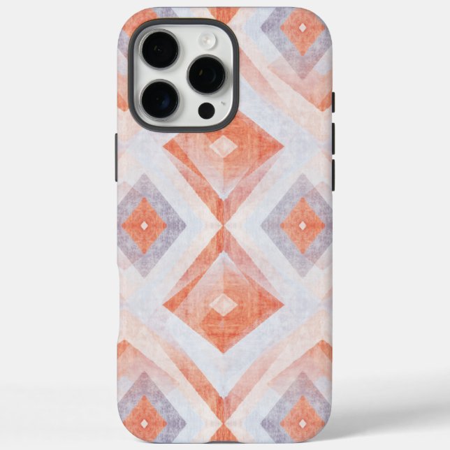 Rustic Diamond Geometric in Terracotta and Blue Case-Mate iPhone Case (Back)