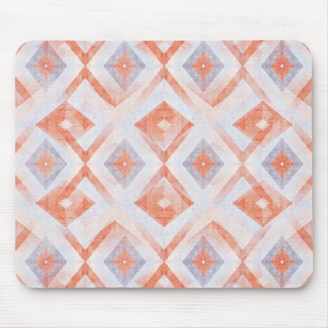 Rustic Diamond Geometric in Terracotta and Blue Mouse Pad (Front)