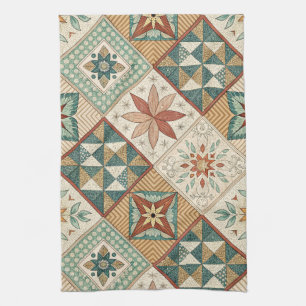 Rustic Diamond Patchwork Pattern - Geometric Kitchen Towel