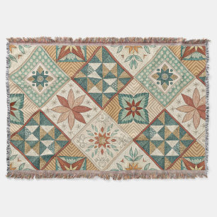 Rustic Diamond Patchwork Pattern - Geometric Throw Blanket