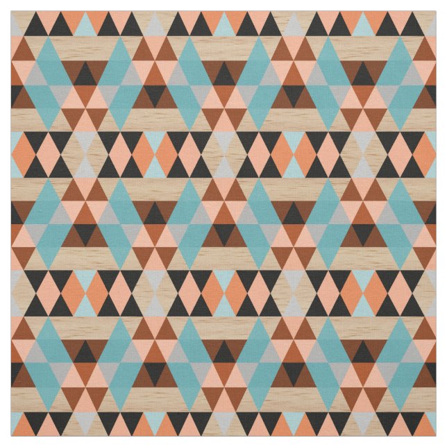 Rustic Diamond Squares Triangles Wood Art Pattern Fabric (Swatch)