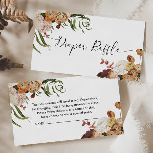 Rustic Diaper Raffle Baby Shower Enclosure Card
