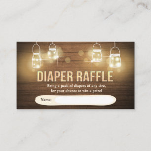 Rustic Diaper Raffle Card Wood lights jars Elegant