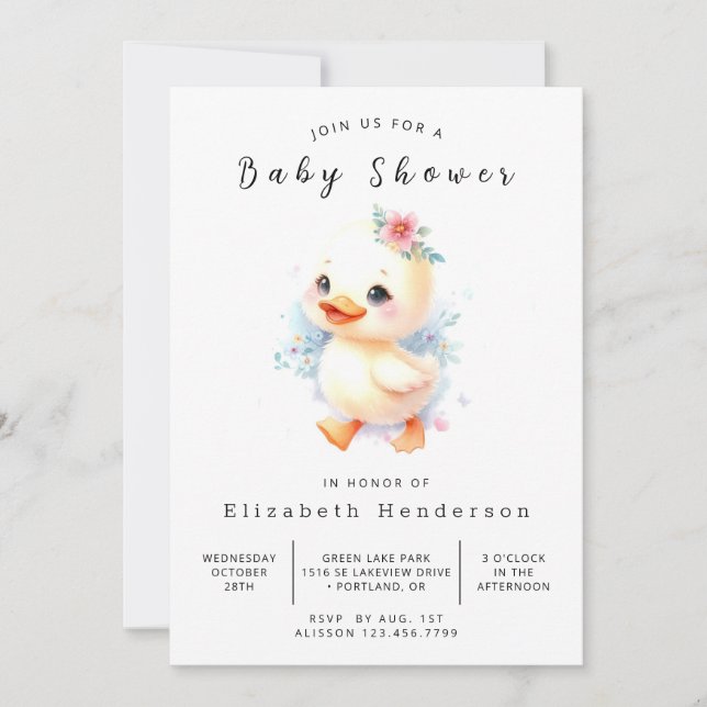 Rustic Digital Duck Baby Shower Invitation (Front)