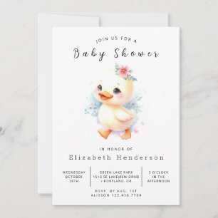 Rustic Digital Duck Baby Shower Invitation