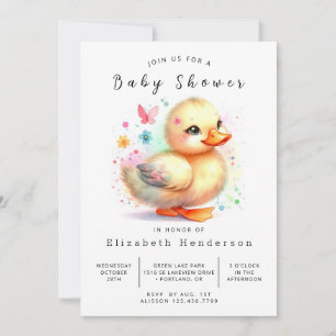Rustic Digital Duck Baby Shower Invitation