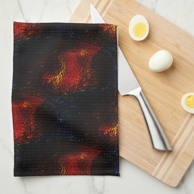Rustic digitaly red texture with darkest curves    kitchen towel (Quarter Fold)