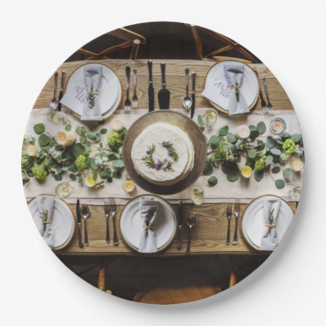 Rustic Dinner Party Disposable Paper Plates (Front)