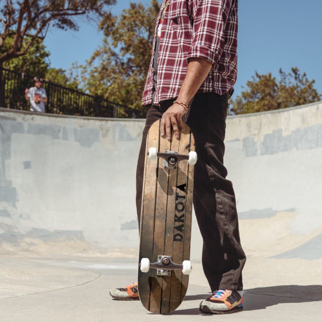 Rustic distressed dark outdoors Barn Wood pattern Skateboard (Outdoor 2)