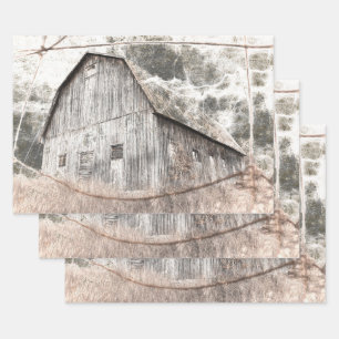 Rustic Distressed Gray Brown Barn Vintage Texture Wrapping Paper Sheet