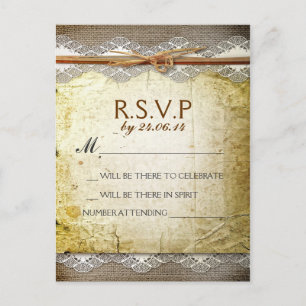 rustic distressed wedding rsvp post cards