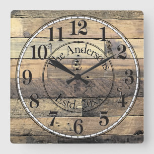 Rustic Distressed Wood Effect Family Wall Clock
