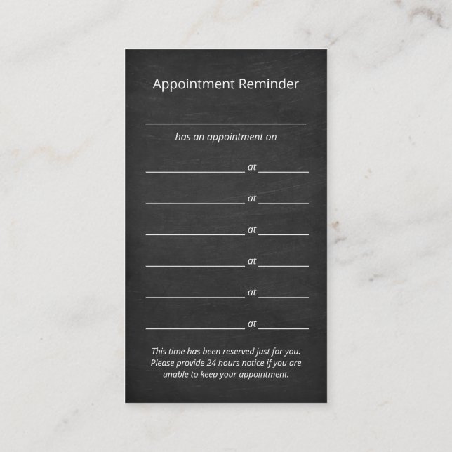 Rustic dog paw print chalkboard logo appointment business card (Back)