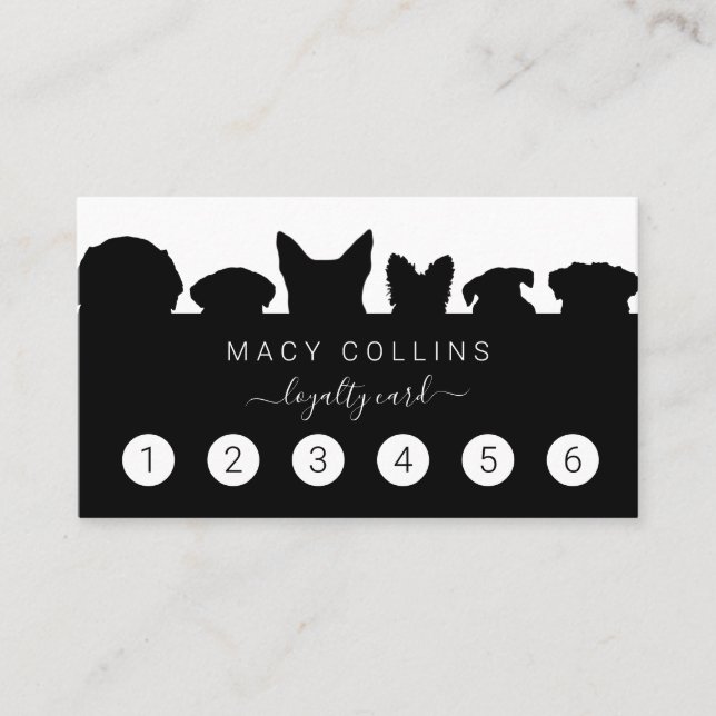 Rustic dog silhouette groomer loyalty card (Front)