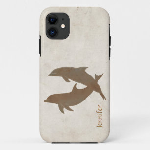 Rustic Dolphins Beach Wedding iPhone 11 Case
