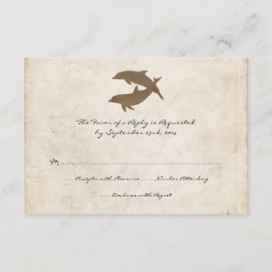 Rustic Dolphins Beach Wedding Invitation RSVP card