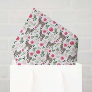 Rustic Donkey Floral Pink Tissue Paper