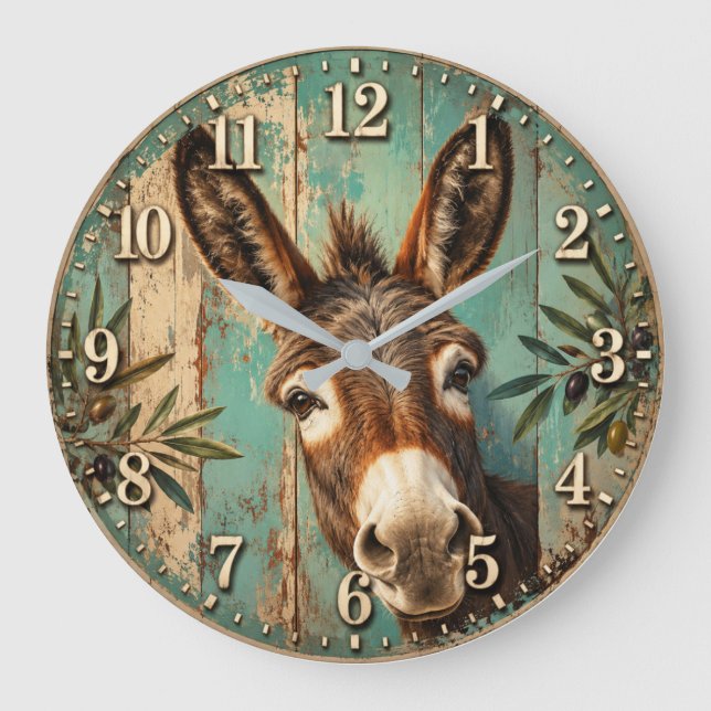 Rustic Donkey Large Clock (Front)