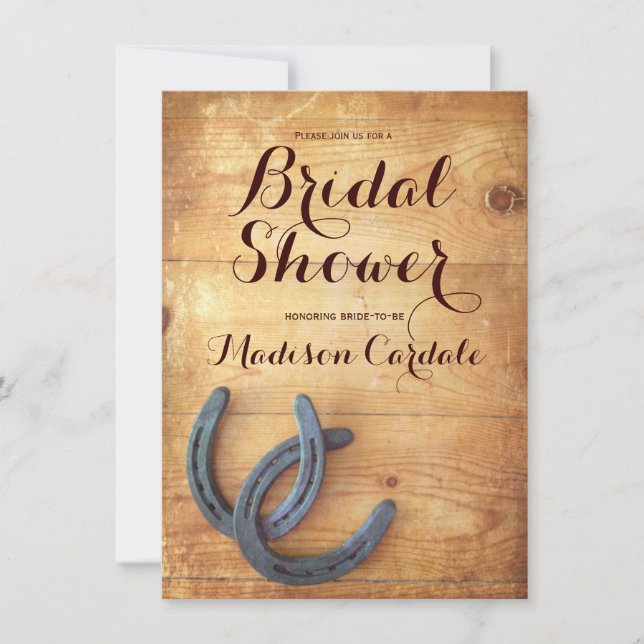 Rustic Double Horseshoe Invitations de douche nupt (Devant)