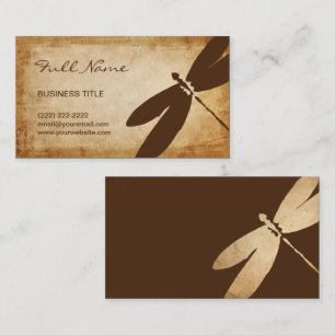 Rustic Dragonfly Business Cards   Brown Parchment