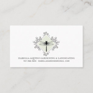 Rustic Dragonfly Floral Gardener Landscaper Business Card