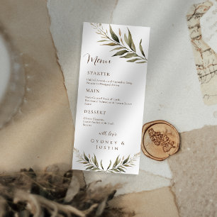 Rustic Dread Floral Pampas Wedding Menu