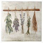 Rustic Dried Herbs Faux Texture Simple Tile<br><div class="desc">Rustic faux texture background with drying herbs hanging on a branch. Simple minimalistic design. A vintage country look. Perfect for your country French or cottage farmhouse home.</div>