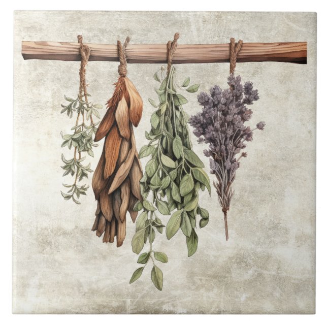 Rustic Dried Herbs Faux Texture Tile (Front)