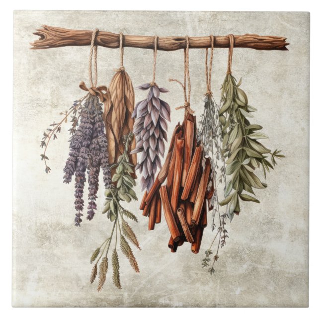 Rustic Dried Herbs  Tile (Front)