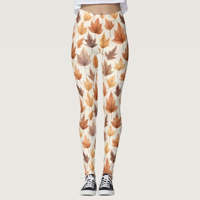 Rustic, Dried Maple Foliage Leggings (Front)