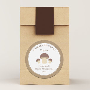 Rustic Dried Mushrooms Label Sticker