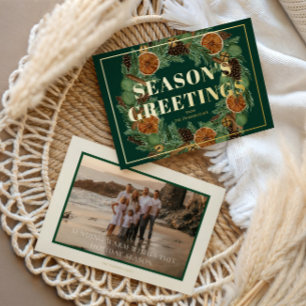 Rustic Dried Orange Pine Photo Holiday Gold