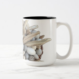 Rustic Driftwood and Pebble Centerpiece Two-Tone Coffee Mug
