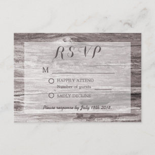 Rustic Driftwood Background Wedding RSVP