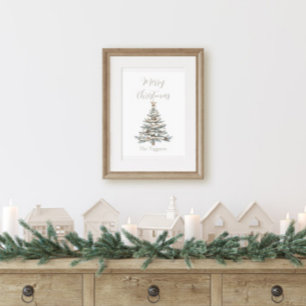 Rustic Driftwood Coastal Christmas Tree Poster