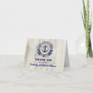 Rustic Driftwood Nautical Beach Wedding Thank You Card