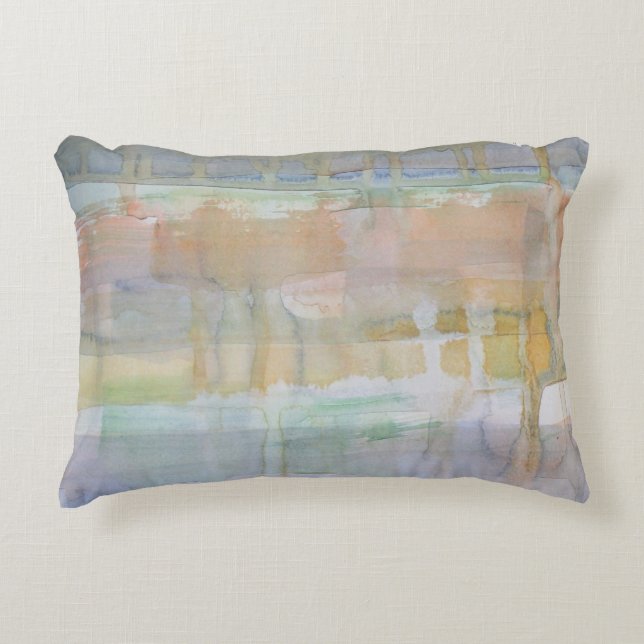 Rustic Drip Watercolor Print Accent Pillow (Front)