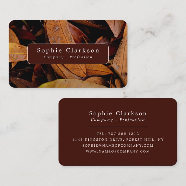 Rustic Dry Leaves Business Card (Front/Back)