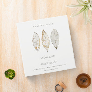 Rustic Dry Vein Gold Rust Leaves Wedding Album  Binder