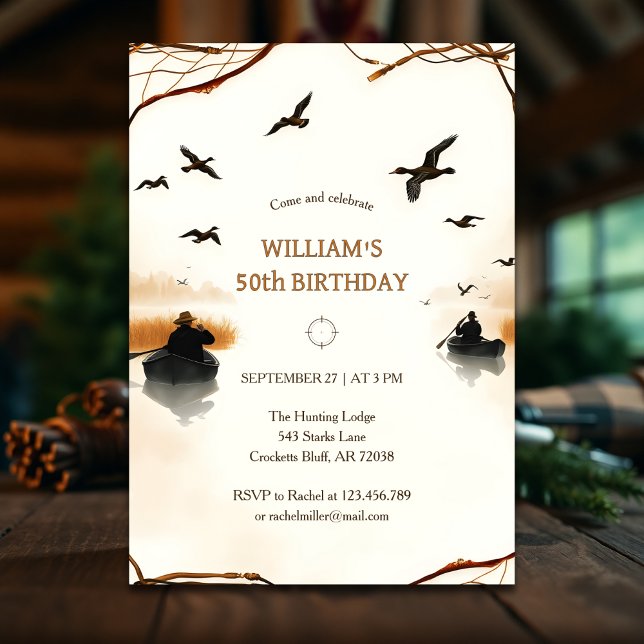 Rustic Duck Hunting Birthday Invitation (Rustic Duck Hunting Birthday Invitation – Outdoor 50th Celebration for Him)