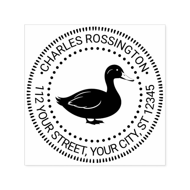 Rustic Duck Standing Name Return Address Self-inking Stamp (Design)