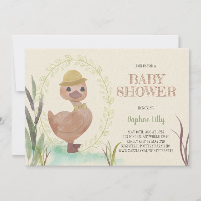 Rustic Duckling Boy Baby Shower Invitation  (Front)