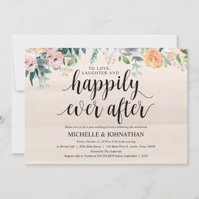 Rustic Dusk Post Mariage Brunch Invitation Card (Devant)