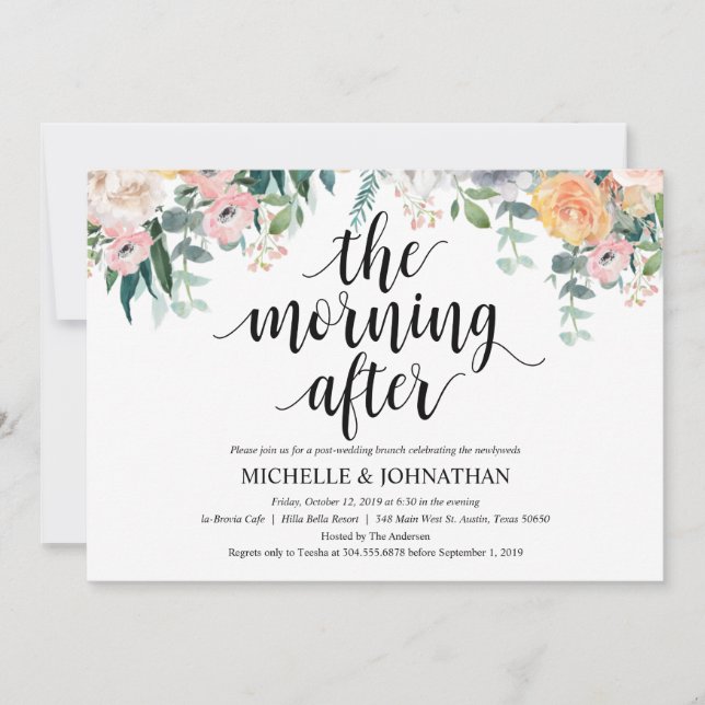 Rustic Dusk Post Mariage Brunch Invitation Card (Devant)