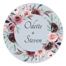 Rustic Dusty Blue and Burgundy Blooms Wedding