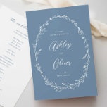 Rustic Dusty Blue Boho Wildflower Wreath Wedding Program<br><div class="desc">This lovely wedding ceremony program features a lovely dusty blue and white colour palette with hand-drawn wildflowers and elegant typography. Together these elements create an rustic yet elegant wedding program that would be perfect for a romantic wedding any time of the year. This design coordinates with our Rustic Wildflowers wedding...</div>